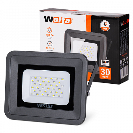 Светодиодный прожектор WFL-30W/06, 5500K, 30 W SMD, IP 65,цвет серый,слим