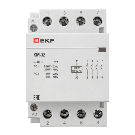 Контактор модульный КМ 32А 4NО (3 мод.) EKF PROxima