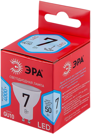 LED MR16-7W-840-GU10 R  Лампочка светодиодная ЭРА RED LINE LED MR16-7W-840-GU10 R GU10 7 Вт софит нейтральный белый свет