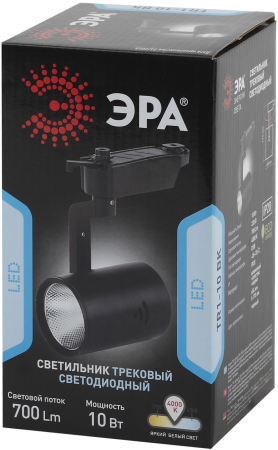 Светильник TR1 - 10 BK Трековый  ЭРА 10Вт черный COB