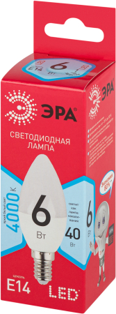 LED B35-6W-840-E14 R  Лампочка светодиодная ЭРА RED LINE LED B35-6W-840-E14 R E14 / Е14 6 Вт свеча нейтральный белый свет