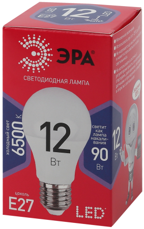 LED A60-12W-865-E27 R ЭРА (диод, груша, 12Вт, хол, E27) (10/100/1500)