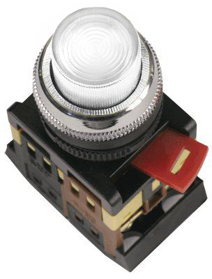 Кнопка ABLFP-22 белый d22мм неон/240В 1з+1р IEK