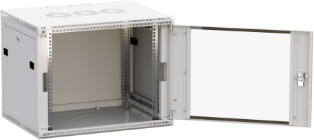 Шкаф настенный 19" TERACOM PRO 6U 600х450 мм дверь стеклянная с замком-ручкой серый