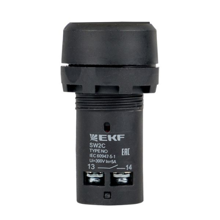 Кнопка SW2C-11 с фиксацией черная NO+NC EKF PROxima