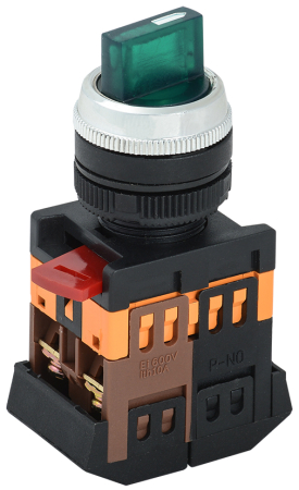 Переключатель АNСLR-22-3 на 3 фикс.полож.зеленый неон/240В I-O 1з+1р IEK