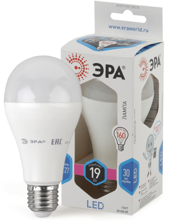Лампы СВЕТОДИОДНЫЕ СТАНДАРТ LED A65-19W-840-E27  ЭРА (диод, груша, 19Вт, нейтр, E27)