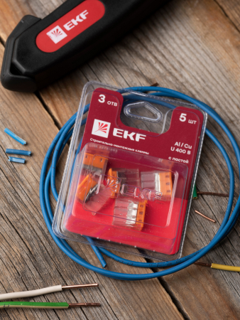 Строительно-монтажная клемма СМК 2273-243 (с пастой) 3 отверстия 0,5-2.5 мм2 блистер (5шт.) EKF PROxima