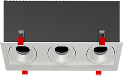 Рамка для модульного светильника "ВАРТОН" FLEX 50 14 тройная встраиваемая 110х325х130мм RAL9010 поворотная