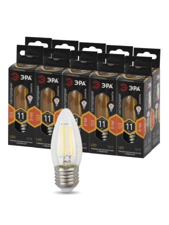 F-LED B35-11w-827-E27 ЭРА (филамент, свеча, 11Вт, тепл, E27) (10/100/5000)