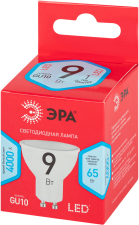 LED MR16-9W-840-GU10 R  Лампочка светодиодная ЭРА RED LINE LED MR16-9W-840-GU10 R GU10 9 Вт софит нейтральный белый свет