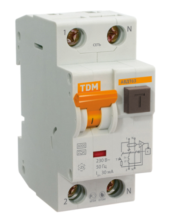 АВДТ 63 C25 30мА - Автоматический Выключатель Дифференциального тока TDM
