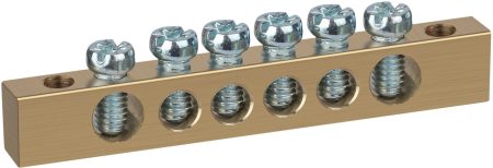 NO-122-02  Шина ЭРА NO-122-02 PEN земля-ноль 6х9мм 6/2 латунная с креплениями по краям