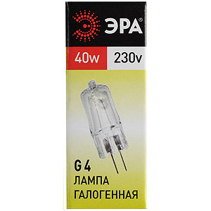 Лампа галогенная G4-JCD-40W-230V-CL  ЭРА (галоген, капсула, 40Вт, нейтр, G4)