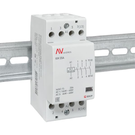 Контактор модульный КМ 25А 4NO 24VAC (2 мод.) AVERES EKF