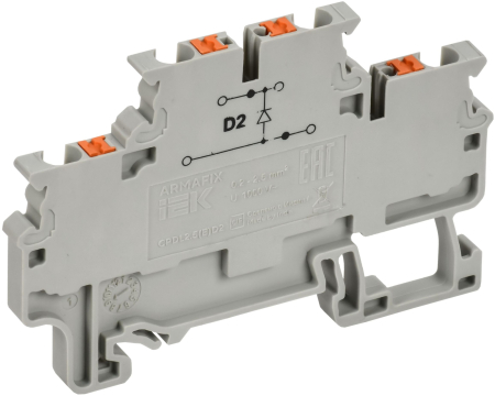 ARMAFIX Колодка клемм. CPDL2.5(E)D2 2-ур. с встр. диод. IEK