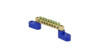 Шина "0" N (6х9мм) 8 отверстий латунь 2 синих угловых изолятора EKF PROxima Шина "0" N (6х9мм) 8 отверстий латунь 2 синих угловых изолятора EKF PROxima