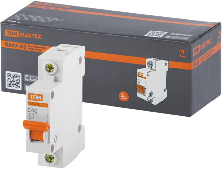 Авт. выкл.ВА47-63 1Р 40А 4,5кА х-ка С TDM