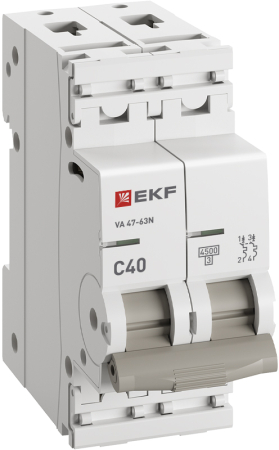 Автоматический выключатель ВА 47-63N 2P 40А (C) 4,5 кА PROXIMA EKF