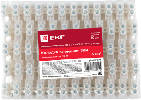 Колодка клеммная (12мм) 15А (10шт.) EKF PROxima