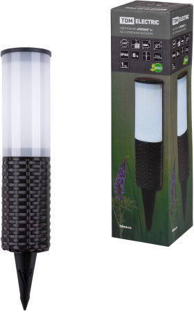 Светильник СС "Ротанг 1" на солнечных батареях, пластик, 7х43cм, TDM