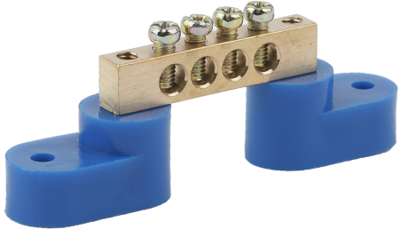 Аксессуары для клемм  ЭРА NO-222-54  Шина N "ноль" на двух угловых изол ШНИ-6х9-4-У2-Синий (20/400/6