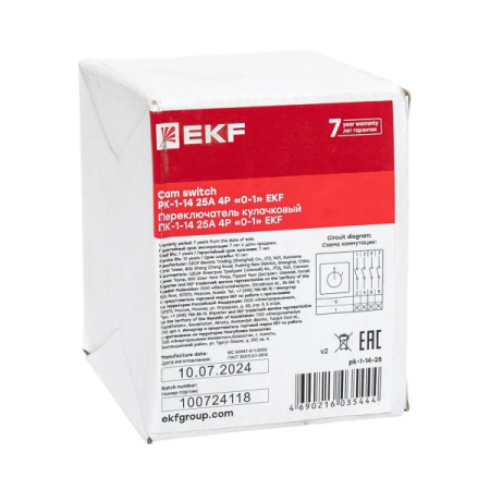 Переключатель кулачковый ПК-1-14 25А 4P "0-1" EKF PROxima