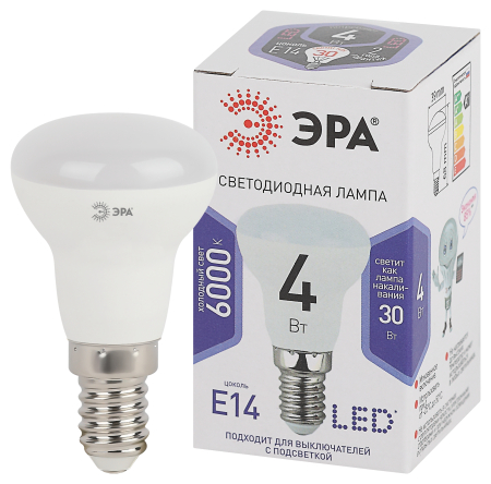 LED R39-4W-860-E14 ЭРА (диод, рефлектор, 4Вт, холод, E14), (10/100/5600)