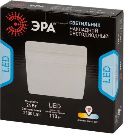 LED 16-24-4K  Светильник светодиодный ЭРА LED 16-24-4K накладной квадратный 24Вт 4000К