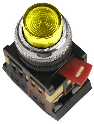 Кнопка ABLFP-22 желтый d22мм неон/240В 1з+1р IEK