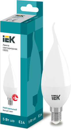 Лампа светодиодная ECO CB35 свеча на ветру 5Вт 230В 4000К E14 IEK