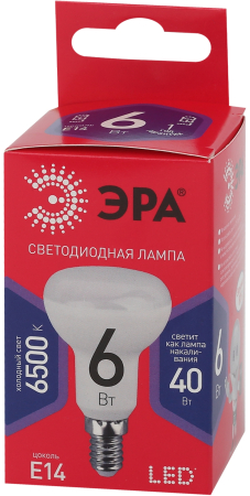 LED R50-6W-865-E14 R ЭРА (диод, рефлектор, 6Вт, хол, E14) (10/100/3600)