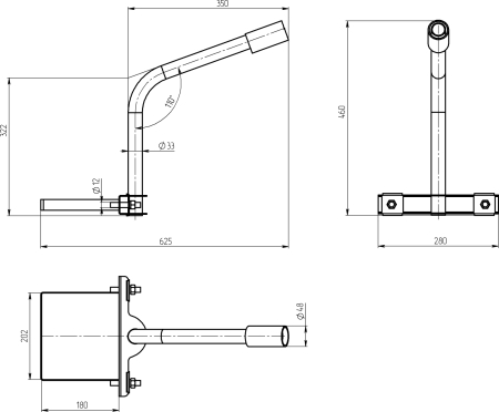 SPP-AC3-0-350-048 ЭРА Кронштейн на опору с 1 хомутом 625*460*280,   d 48 (6/48)
