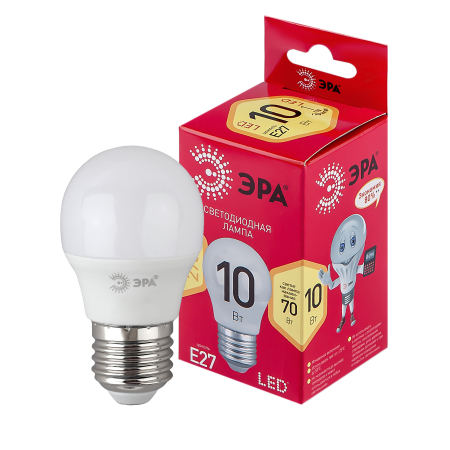 Лампочка светодиодная ЭРА RED LINE LED P45-10W-827-E27 R E27 / Е27 10 Вт шар теплый белый свет