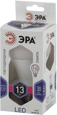 Лампы СВЕТОДИОДНЫЕ СТАНДАРТ LED A60-13W-860-E27  ЭРА (диод, груша, 13Вт, хол, E27)