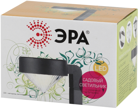 SL-PL42-DMD  ЭРА Садовый светильник на солнечной батарее, пластик, черный, 42 см