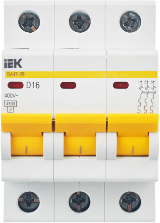 Авт. выкл. ВА47-29 3Р 16А 4,5кА х-ка D IEK