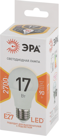 Лампы СВЕТОДИОДНЫЕ СТАНДАРТ LED A60-17W-827-E27  ЭРА (диод, груша, 17Вт, тепл, E27)