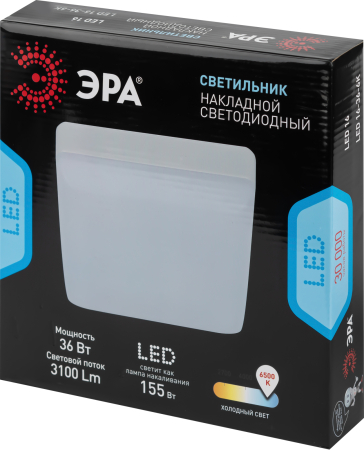 Светильник светодиодный ЭРА LED 16-36-6K накладной квадратный 36Вт 6500К