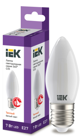 Лампа LED C35 свеча матов. 7Вт 230В 3000К E27 серия 360° IEK