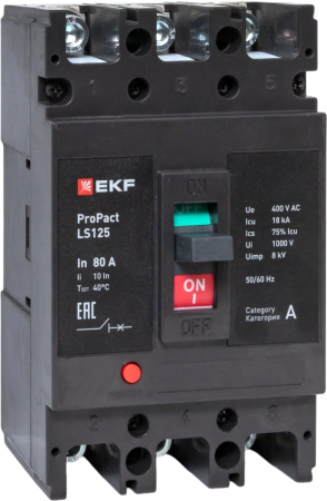 Автоматический выключатель LS125 18кА 3P 80А ProPact EKF