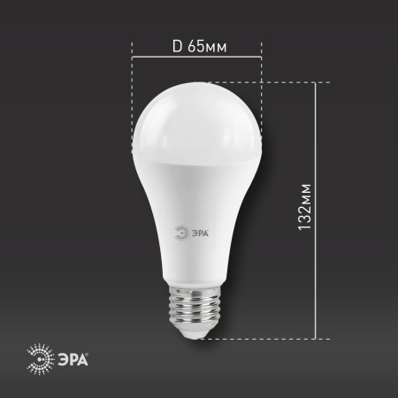 LED A65-25W-827-E27 R ЭРА (диод, груша, 25Вт, тепл, E27) (10/100/1200)