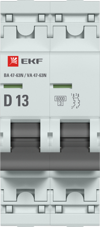 Автоматический выключатель 2P 13А (D) 6кА ВА 47-63N EKF PROxima