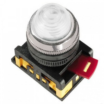 Лампа AL-22 сигнальная d22мм белый неон/240В цилиндр IEK