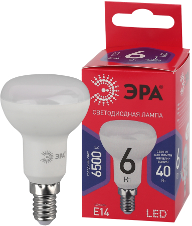 LED R50-6W-865-E14 R ЭРА (диод, рефлектор, 6Вт, хол, E14) (10/100/3600)
