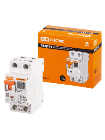 АВДТ 63 C20 30мА - Автоматический Выключатель Дифференциального тока TDM