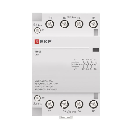 Контактор модульный КМ 25А 4NC (3 мод.) EKF PROxima