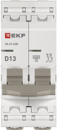 Автоматический выключатель 2P 13А (D) 6кА ВА 47-63N EKF PROxima