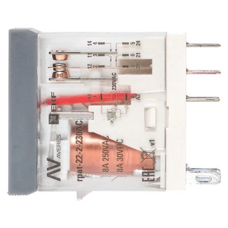 Реле промежуточное с кнопкой и мех. Индикацией RPAt 22/2 8A 230В AC EKF AVERES