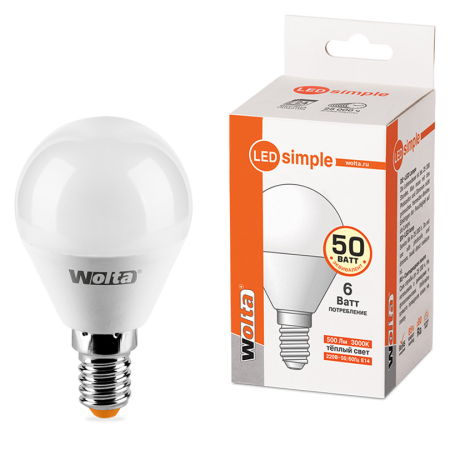 Лампа Led GL45 6Вт Е14 3000К